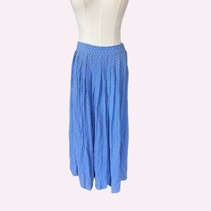Vintage Talbots Blue White Dot Pleated Prairie Skirt Sz 12